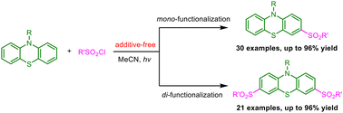 Graphical abstract: Self-catalytic photochemical sulfonylation of phenothiazines