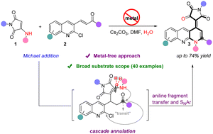 Graphical abstract: Discovery of intermolecular cascade annulation for dihydrobenzo[b][1,8]naphthyridine-ylidene-pyrrolidinetriones