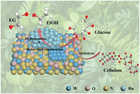 Graphical abstract: Nitridation-driven construction of Ru/WNO catalysts enables highly selective cellulose to C2 alcohols hydrogenolysis