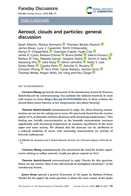 Aerosol, clouds and particles: general discussion
