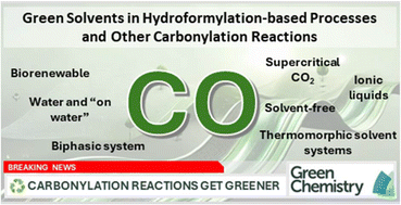 Graphical abstract: Green solvents in hydroformylation-based processes and other carbonylation reactions