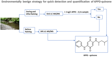 Graphical abstract: An environmentally sensitive method for rapid monitoring of 6PPD-quinone in aqueous samples using solid phase extraction and direct sample introduction with liquid chromatography and tandem mass spectrometry