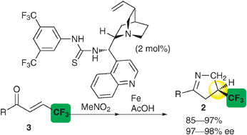 Graphical abstract: Catalytic enantioselective synthesis of β-trifluoromethyl pyrrolines