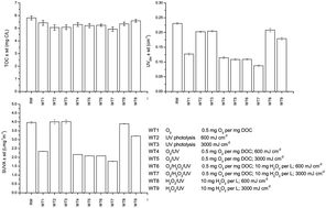 Graphical abstract: Oxidation of natural organic matter with processes involving O3, H2O2 and UV light: formation of oxidation and disinfection by-products