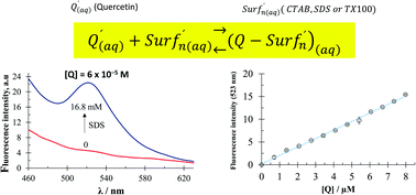 Graphical abstract: Quercetin spectrofluorometric quantification in aqueous media using different surfactants as fluorescence promoters