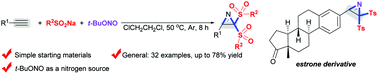 Graphical abstract: Multiple-functionalizations of terminal alkynes with sodium sulfinates and tert-butyl nitrite: facile synthesis of 2H-azirines