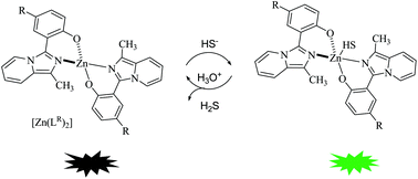 Graphical abstract: Imidazo-pyridine-based zinc(ii) complexes as fluorescent hydrogen sulfide probes