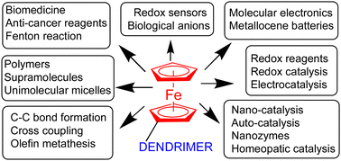 Graphical abstract: From sandwich complexes to dendrimers: journey toward applications to sensing, molecular electronics, materials science, and biomedicine