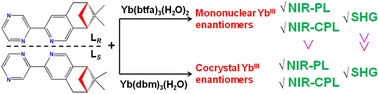 Graphical abstract: Two pairs of chiral YbIII enantiomers presenting distinct NIR luminescence and circularly polarized luminescence performances with giant differences in second-harmonic generation responses