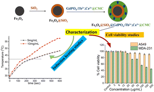 Graphical abstract: Carboxymethylcellulose modified Fe3O4@SiO2@GdPO4:Tb3+,Ce3+ nanocomposites for combined optical and magnetic fluid hyperthermia in cancer therapy