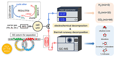 Graphical abstract: In situ analysis of gaseous products from PEO-based polymer electrolyte decomposition