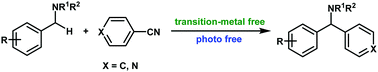 Graphical abstract: Arylation of benzyl amines with aromatic nitriles