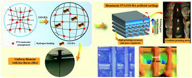 Graphical abstract: 3D printing of a poly(vinyl alcohol)-based nano-composite hydrogel as an artificial cartilage replacement and the improvement mechanism of printing accuracy