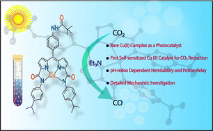 Graphical abstract: Self-sensitized Cu(ii)-complex catalyzed solar driven CO2 reduction