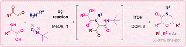 Graphical abstract: Triflic acid-promoted post-Ugi condensation for the assembly of 2,6-diarylmorpholin-3-ones