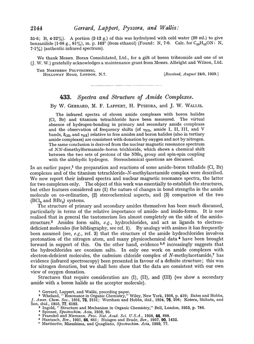 433. Spectra and structure of amide complexes