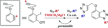 Graphical abstract: Modular synthesis of bis- and tris-1,2,3-triazoles by permutable sequential azide–aryne and azide–alkyne cycloadditions