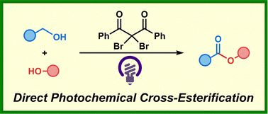 Graphical abstract: The direct photochemical cross-esterification of alcohols via site-selective C–H bromination