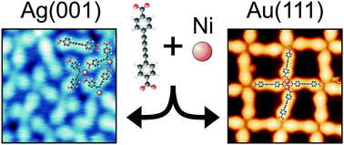 Graphical abstract: Convergent and divergent two-dimensional coordination networks formed through substrate-activated or quenched alkynyl ligation