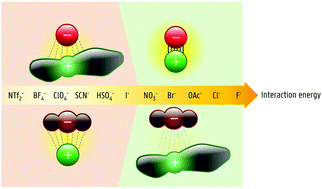 Graphical abstract: Ionic liquid ion exchange: exclusion from strong interactions condemns cations to the most weakly interacting anions and dictates reaction equilibrium