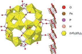 Graphical abstract: Evidence for non-electrostatic interactions between a pyrophosphate-functionalized uranyl peroxide nanocluster and iron (hydr)oxide minerals