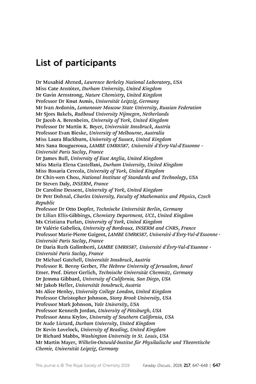 List of participants