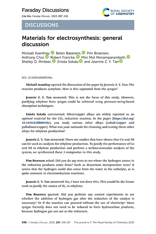 Materials for electrosynthesis: general discussion