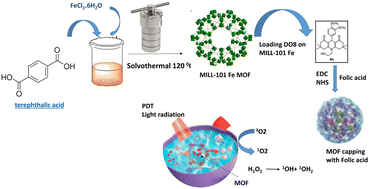 Graphical abstract: Metal–organic framework MIL-101(Fe) functionalized with folic acid as a multifunctional nanocarrier for targeted chemotherapy–photodynamic therapy