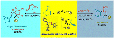 Graphical abstract: Nitroso-azomethine(ene) reaction enabled annulations of nitrosoarenes, azomethines and alkenes