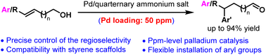 Graphical abstract: Ppm level palladium catalyzed regioselective remote arylation of alkenyl alcohols