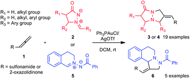 Gold catalyzed [3+2] cycloaddition of N-allenyl amides with