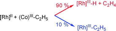 Alkyl group versus hydrogen atom transfer from metal alkyls to macrocyclic rhodium complexes
