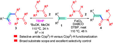 Oxidative Coupling Of Alkenes With Amides Using Peroxides Selective Amide C Sp3 H Versus C Sp2 H Functionalization Chemical Communications Rsc Publishing