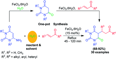 FeCl3·6H2O catalyzed aqueous media domino synthesis of  5-monoalkylbarbiturates: water as both reactant and solvent - RSC Advances  (RSC Publishing)