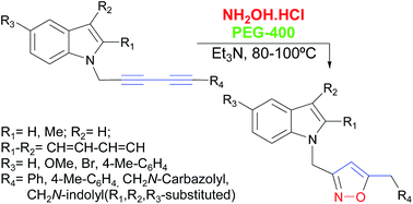 An Eco Friendly Synthesis Of Novel 3 5 Disubstituted 1 2 Isoxazoles In Peg 400 Employing The Et3n Promoted Hydroamination Of Symmetric And Unsymmetric 1 3 Diyne Indole Derivatives Rsc Advances Rsc Publishing