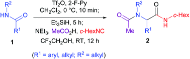 Direct Transformation Of Amides A One Pot Reductive Ugi Type Three Component Reaction Of Secondary Amides Organic Chemistry Frontiers Rsc Publishing