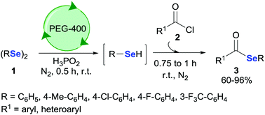 Polyethylene Glycol 400 H3po2 An Eco Friendly Reductive System For The Synthesis Of Selanylesters Organic Chemistry Frontiers Rsc Publishing