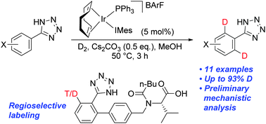 Iridium Catalysed Ortho H D And H T Exchange Under Basic Conditions C H Activation Of Unprotected Tetrazoles Chemical Communications Rsc Publishing