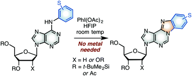 Benzimidazopurine Nucleosides From N6 Aryl Adenosine Derivatives By Phi Oac 2 Mediated C N Bond Formation No Metal Needed Chemical Communications Rsc Publishing