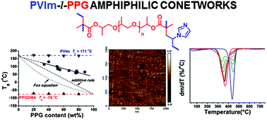 Poly N Vinylimidazole L Poly Propylene Glycol Amphiphilic Conetworks And Gels Molecularly Forced Blends Of Incompatible Polymers With Single Glass Transition Temperatures Of Unusual Dependence On The Composition Polymer Chemistry Rsc Publishing