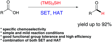 Selective Reduction Of Carboxylic Acids To Aldehydes With Hydrosilane Via Photoredox Catalysis Chemical Communications Rsc Publishing