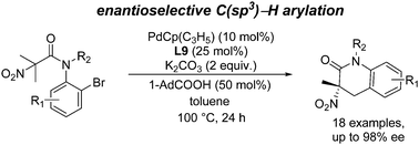 Asymmetric Construction Of Quaternary A Nitro Amides By Palladium Catalyzed C Sp3 H Arylation Chemical Communications Rsc Publishing