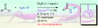 Synthesis of amides from acid chlorides and amines in the biobased