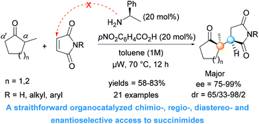 Straightforward Access To Densely Substituted Chiral Succinimides Through Enantioselective Organocatalyzed Michael Addition Of A Alkyl Cyclic Ketones To Maleimides Organic Chemistry Frontiers Rsc Publishing