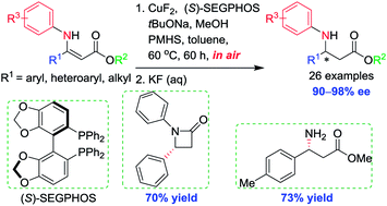 Synthesis Of N Aryl B Amino Acid Derivatives Via Cu Ii Catalyzed Asymmetric 1 4 Reduction In Air Rsc Advances Rsc Publishing