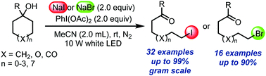 Ring Opening Iodination And Bromination Of Unstrained Cycloalkanols Through B Scission Of Alkoxy Radicals Chemical Communications Rsc Publishing