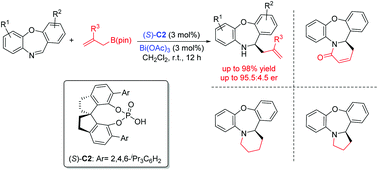 Bi Oac 3 Chiral Phosphoric Acid Catalyzed Enantioselective Allylation Of Seven Membered Cyclic Imines Dibenzo B F 1 4 Oxazepines Chemical Communications Rsc Publishing