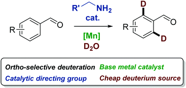 Manganese Catalyzed Selective C H Activation And Deuteration By Means Of A Catalytic Transient Directing Group Strategy Chemical Communications Rsc Publishing