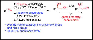 Biocatalytic Asymmetric Ring Opening Of Dihydroisoxazoles A Cyanide Free Route To Complementary Enantiomers Of B Hydroxy Nitriles From Olefins Green Chemistry Rsc Publishing