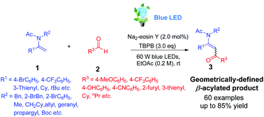 Regio And Stereoselective C Sp2 H Acylation Of Enamides With Aldehydes Via Transition Metal Free Photoredox Catalysis Green Chemistry Rsc Publishing